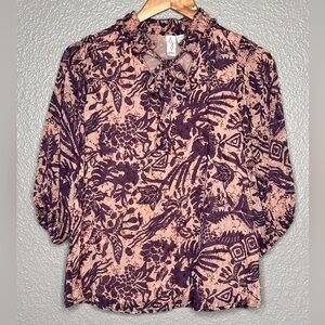 Joie Peach and plum fall floral dressy blouse size XS